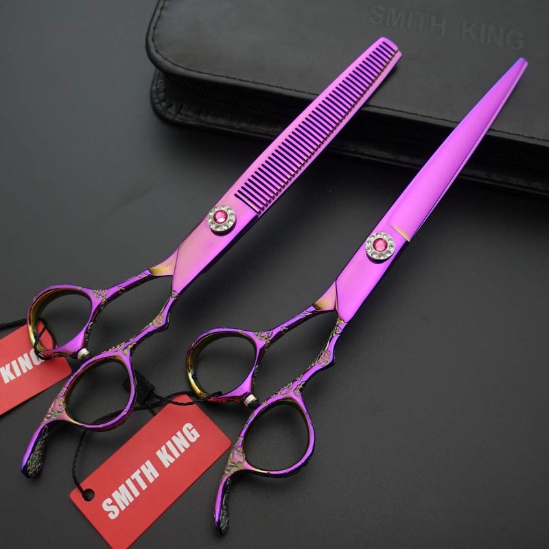 Smithking Professional Hair Cutting Scissors Set with Razor Comb Case,Hair cutting shears Hair Thinning shears with rose handle (7.0 inches) - Image 3